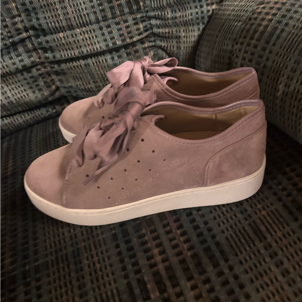 Vionic Pink Suede Lace-Up Sneakers